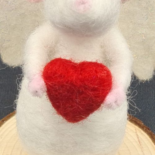 needle felted red heart