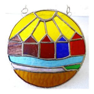 Beach Hut Ring stained glass suncatcher