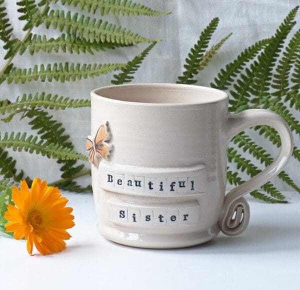Beautiful Sister Orange Butterfly Stoneware Mug