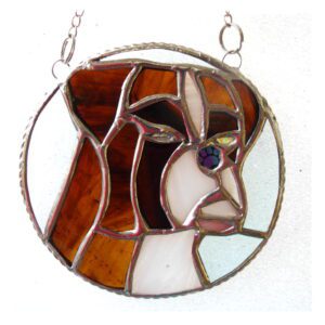 Boxer Dog Stained Glass Suncatcher Ring