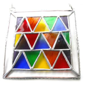 Rainbow Triangles Stained Glass Suncatcher Geometric
