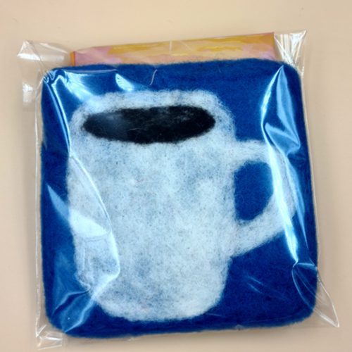 wrapped needle felted coffee coaster