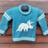Knitting Pattern- Dinosaur Sweater, Triceratops, 2-7 years, DK