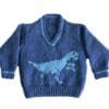 Knitting Pattern-V-Neck Dinosaur Tops, Velociraptor, up to 7 years, DK - Image 3