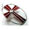 Red Cross Stained Glass Oval Suncatcher Handmade - Image 2