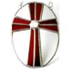 Red Cross Stained Glass Oval Suncatcher Handmade - Image 4