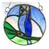 Budgerigar Suncatcher Stained Glass Blue Budgie Bird Ring - Image 3