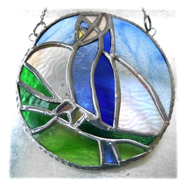 Budgerigar ring blue stained glass suncatcher handmade bird
