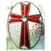 Red Cross Stained Glass Oval Suncatcher Handmade - Image 3