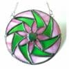 Floral Swirl Suncartcher Stained Glass Pink Handmade - Image 4