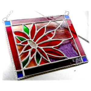 Framed Flower Suncatcher Stained Glass Dahlia Handmade