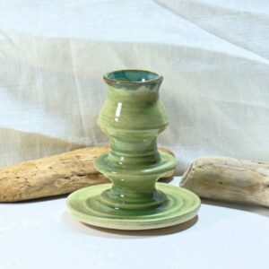 Green Ceramic Handmade Candlestick Candle Holder