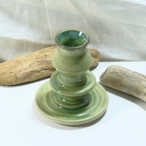 Green Ceramic Handmade Candlestick Candle Holder