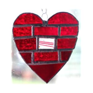 Bricks Heart Stained Glass Suncatcher