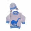 Knitting Pattern-Dinosaur Sweater and Hat, Brontosaurus 4-13 years, Aran - Image 2