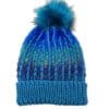 hand knitted adult winter hat in Teal with detachable faux fur pompom - Image 2