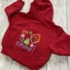 Red baby hoody with winter themed embroidery on back - to fit 6 - 12 months