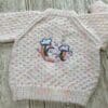 Baby cardigan to fit 0 - 6 months in speckled yarn with cute unicorn embroidery - Image 4