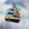 Boy's hand knitted cardigan with bear in a sailing ship applique and embroiodery - Image 4
