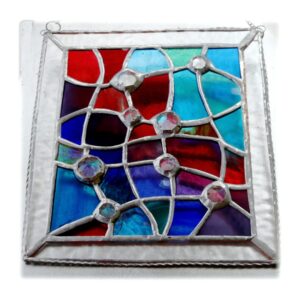 Treasure Chest Suncatcher Stained Glass Ha ndmade Abstract