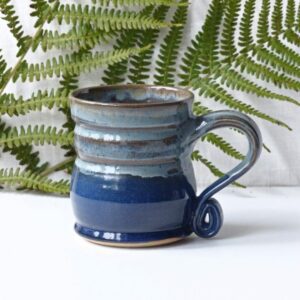 Large Blue Stoneware Ceramic Mug