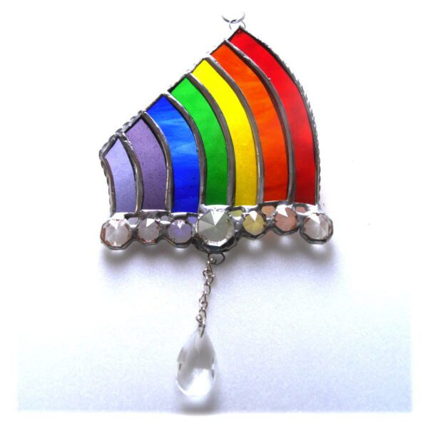 Rainbow Drops Suncatcher Stained Glass Handmade Crystal