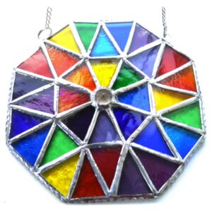 Patchwork Rainbow Octagon Stained Glass Suncatcher