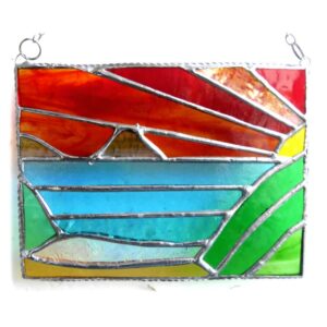 Sunset Sea View Picture Panel Stained Glass Landscape