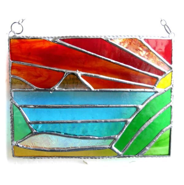 Sunset Sea View Picture Panel Stained Glass Landscape