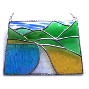 Tropical Beach Picture Stained Glass Landscape