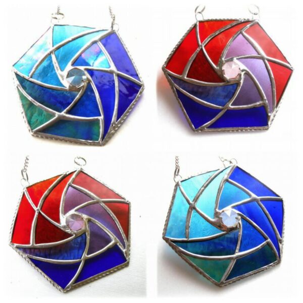 Hexagon Crystal Suncatcher Stained Glass Colour Choice