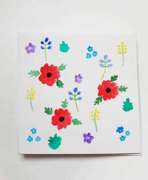 Original hand painted watercolour wild flower card