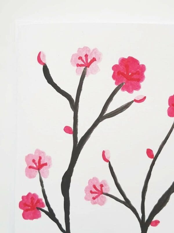 Original hand painted watercolour cherry blossom card - Image 3