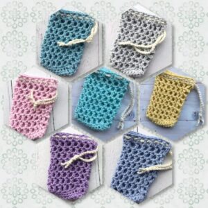 Crocheted cotton soap sacks