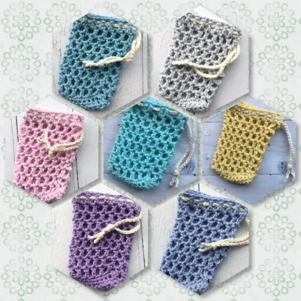 Crocheted cotton soap sacks