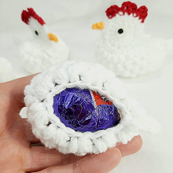 Crochet chicken chocolate egg cover