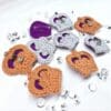 Crochet crown applique brooches