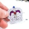 Crochet crown applique brooches