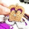 Crochet crown applique brooches