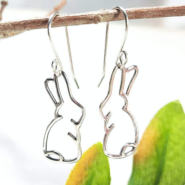 Sterling silver rabbit dangly earrings