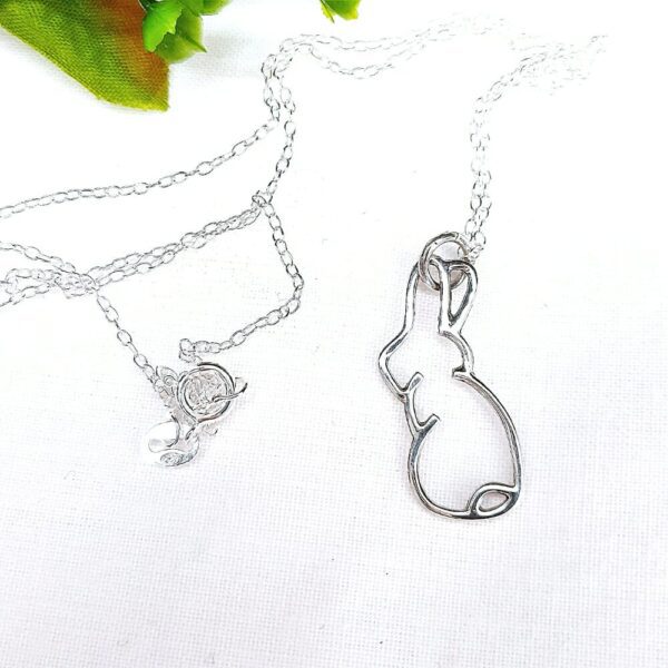 Sterling silver cute rabbit necklace