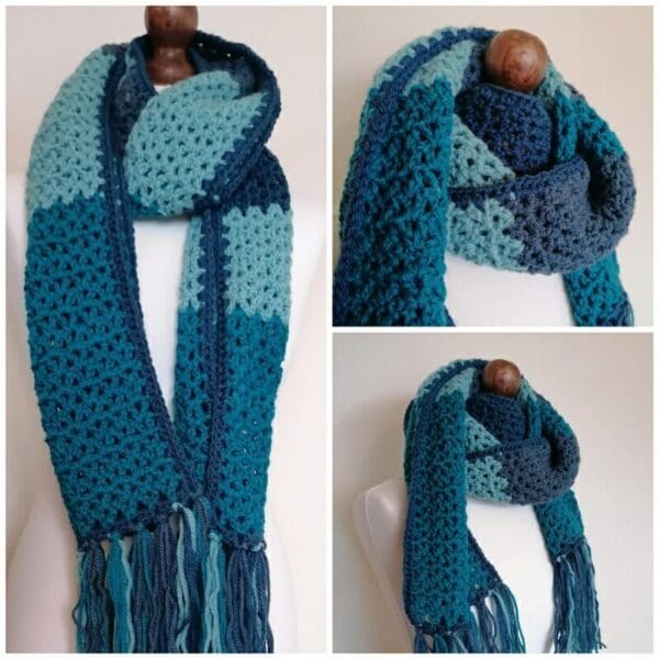 crocheted-scarf-in-blues-with-tassels