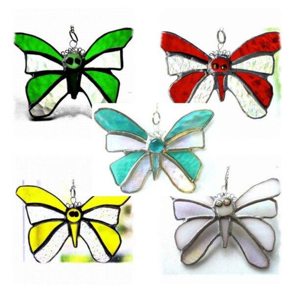 birthstone butterfly stained glass suncatcher