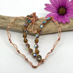 Copper Heart Decoration Crystal Beads