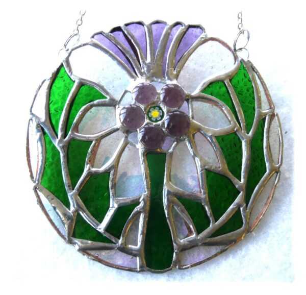 Thistle Stained Glass Suncatcher Flower of Scotland handmade Joysofglass