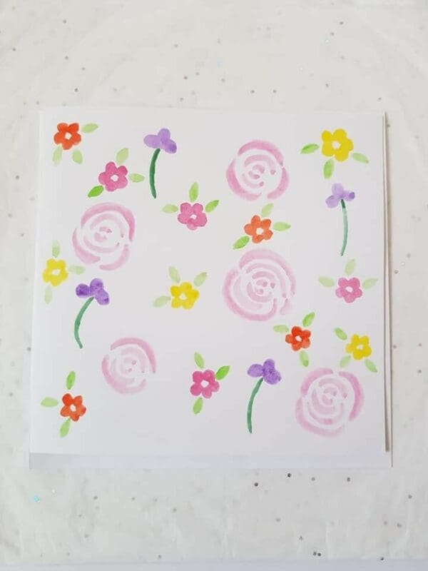 Original hand painted watercolour floral design card