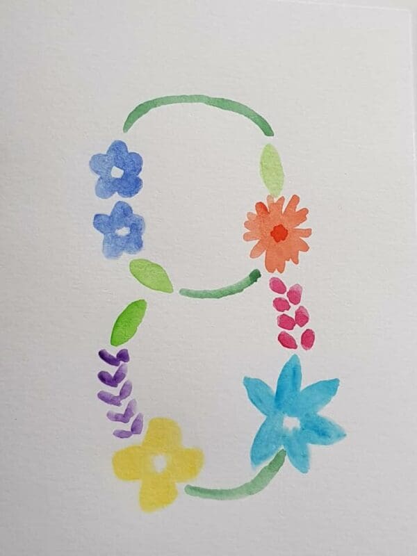 Original hand painted watercolour 18 floral birthday card - Image 5