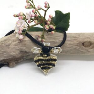 Bee Pendant Necklace Heart Design