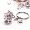 Beaded silver coronation crown key ring.