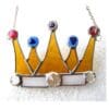 Golden Crown Stained Glass Suncatcher Jewels Handmade - Image 2